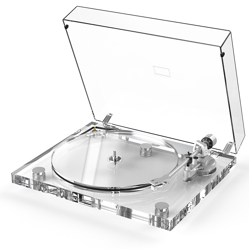 Transparent Acrylic Low Profile Turntable Vinyl Record Player ICE1 with Audio-Technica Stylus