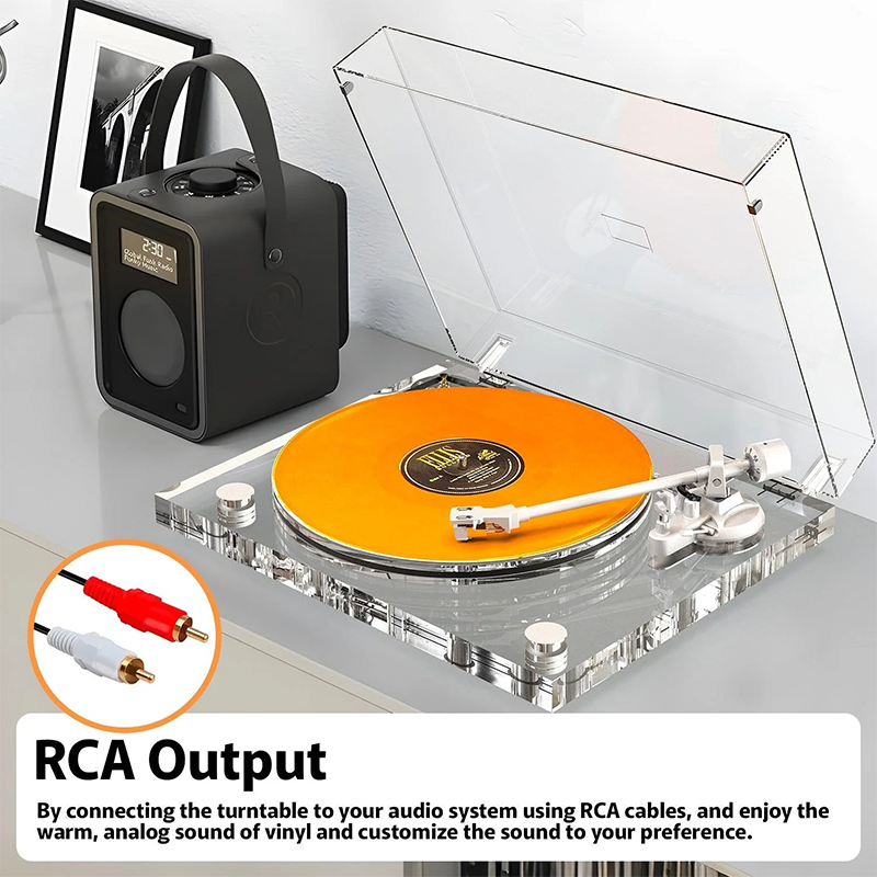 Transparent Acrylic Low Profile Turntable Vinyl Record Player ICE1 with Audio-Technica Stylus - Image 5
